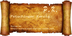 Petschinger Karola névjegykártya